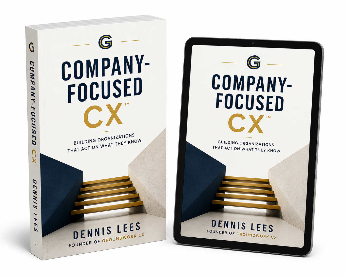 Company-Focused CX book cover, print and tablet